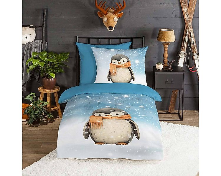 TRAUMSCHLAF Bettwäsche Pinguin, Flanell, 2 teilig, besonders weich und warm günstig online kaufen