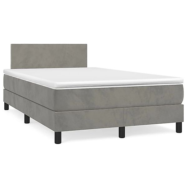 vidaXL Boxspringbett mit Matratze Hellgrau 120x200 cm Samt1389851 günstig online kaufen
