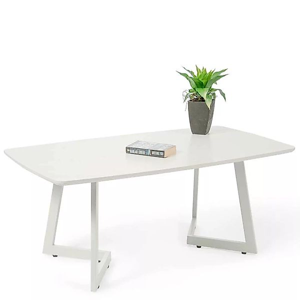 Weißer Wohnzimmer Tisch 110x46x60 cm Metall Bügelgestell günstig online kaufen