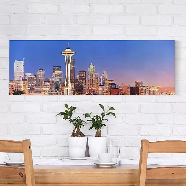 Leinwandbild Architektur & Skyline - Panorama Nightlife Of Seattle günstig online kaufen