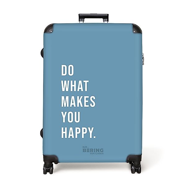 NoBoringSuitcases.com© Hartschalen-Trolley Blau mit Zitat "Tu, günstig online kaufen