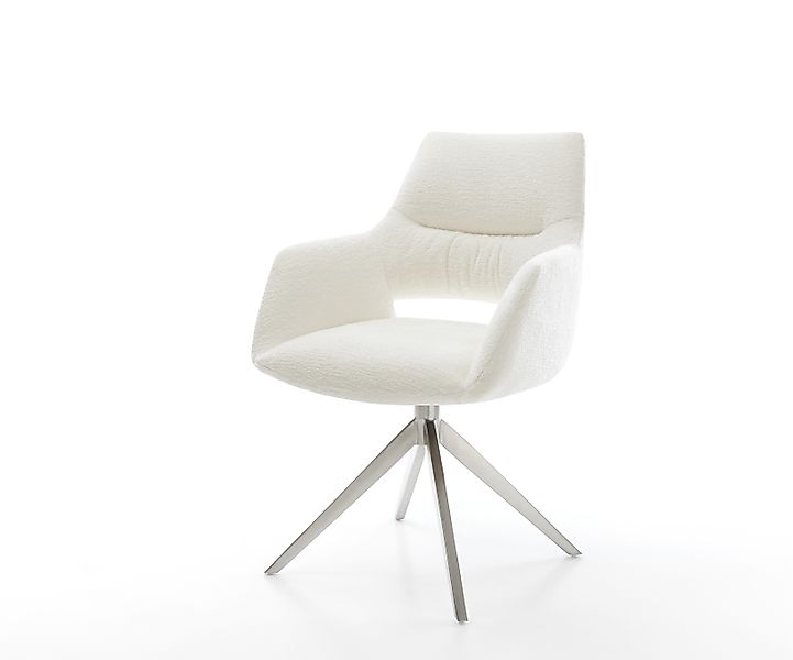 Drehstuhl Yago-Flex mit Armlehnen Bouclé Soft Beige Kreuzgestell breit Edel günstig online kaufen