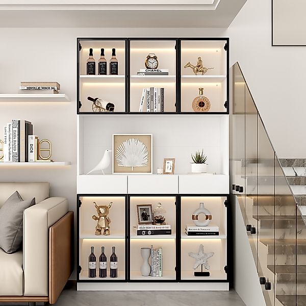 OKWISH Vitrine verstellbaren Regalen und Stauraum günstig online kaufen