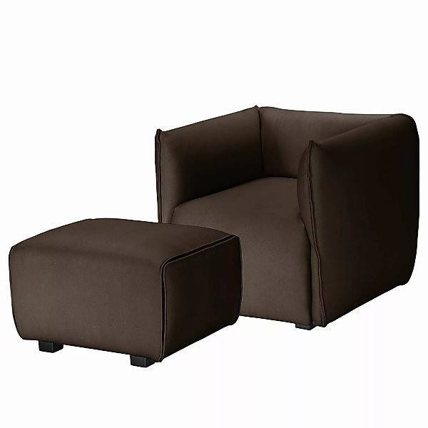 home24 Fredriks Sessel Grady I Espresso Webstoff mit Hocker 84x70x78 cm (Bx günstig online kaufen