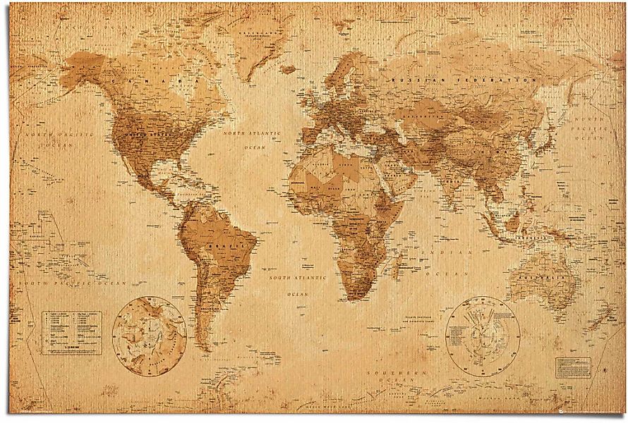Reinders Poster "Poster Weltkarte Antik Stil" Weltkarte 1 Stk. tlg. günstig online kaufen
