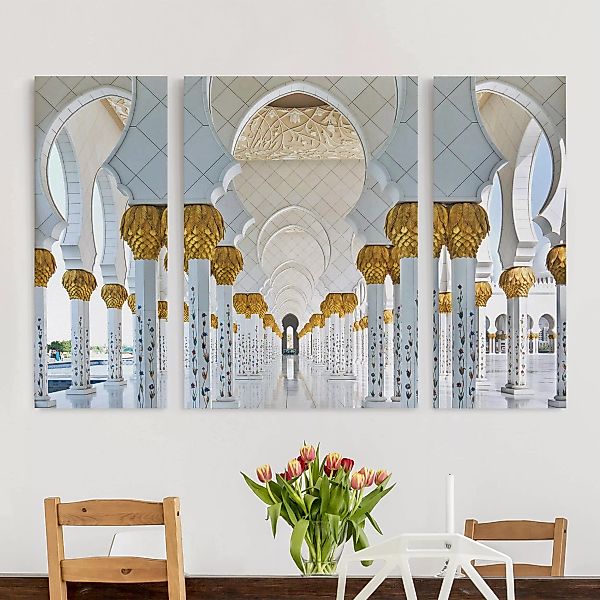 3-teiliges Leinwandbild Architektur & Skyline - Querformat Moschee in Abu D günstig online kaufen