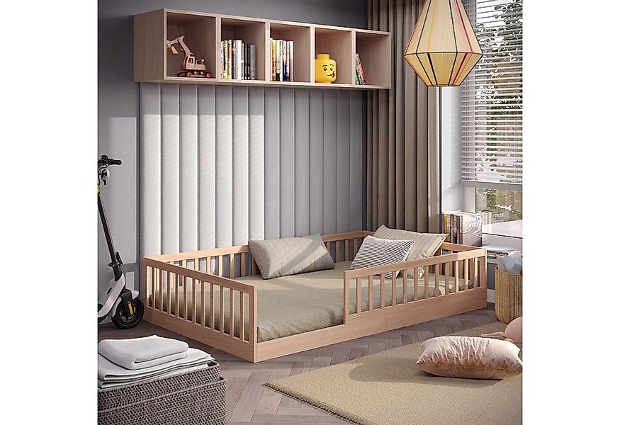 CADANI Kinderbett Timi Bodenbett bis 200 kg belastbar mit abnehmbarem Rausf günstig online kaufen