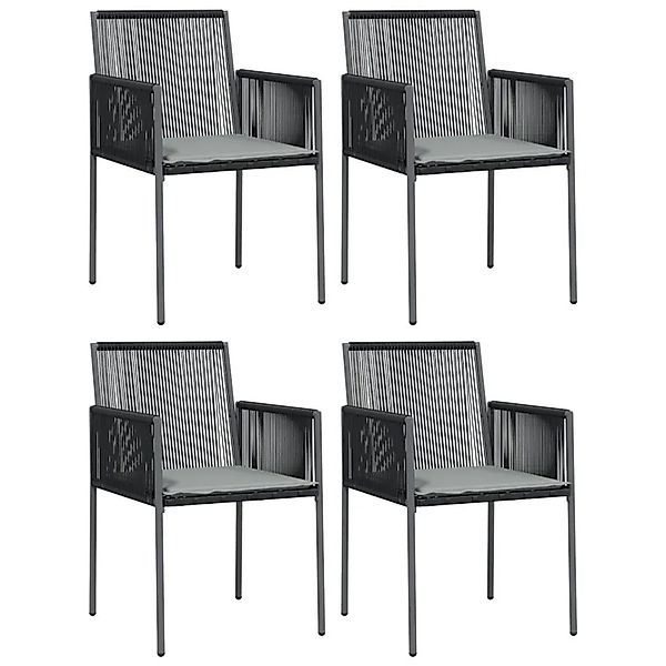 vidaXL Gartenstühle mit Kissen 4 Stk Schwarz 54x60,5x83,5 cm 3187091 günstig online kaufen