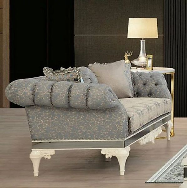 Casa Padrino Chesterfield-Sofa Luxus Barock Chesterfield Sofa Grau / Beige günstig online kaufen