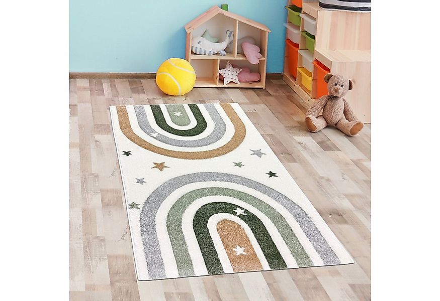 Carpetia Kinderteppich Moderner Teppich Pastellfarben weich mit Regenbogend günstig online kaufen