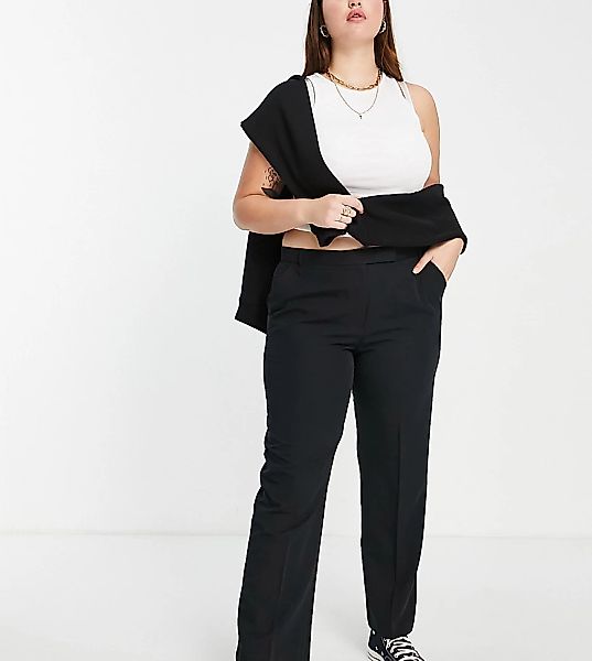 ASOS DESIGN Curve – Elegante Hose in Schwarz mit geradem Bein günstig online kaufen