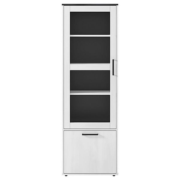 Vitrine Smart 1 Massivholz kiefer weiß schwarz B/H/T: ca. 61x189x40 cm günstig online kaufen