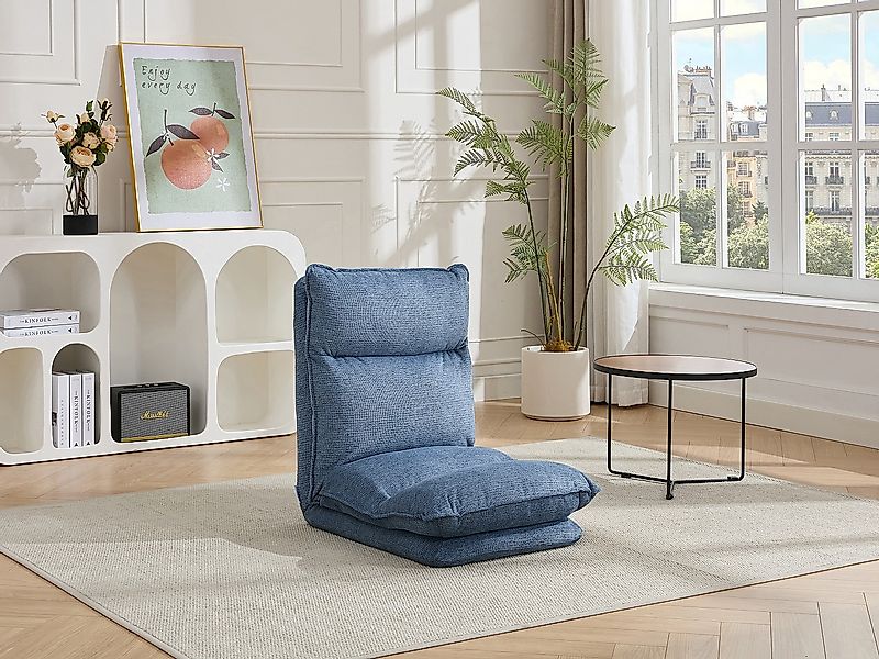 Sessel mit einstellbarer Schlaffunktion - melierter Stoff - Blau - MURTERA günstig online kaufen