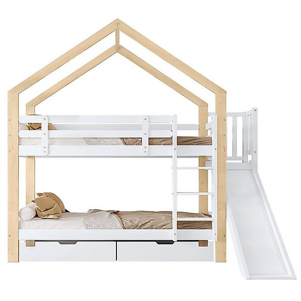 DOPWii Etagenbett 90x200cm Etagenbett mit Rutsche,dreistufiger Winkel Aufst günstig online kaufen