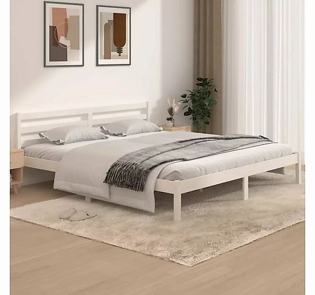 furnicato Bett Massivholzbett Kiefer 180x200 cm Weiß günstig online kaufen