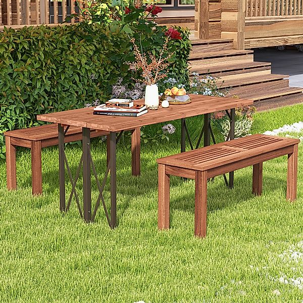 COSTWAY Gartenbank (2-St), wetterfest, 2-Sitzer Massivholz, günstig online kaufen
