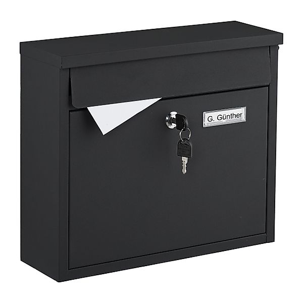 relaxdays Wandbriefkasten Briefkasten kompakt, schwarz günstig online kaufen