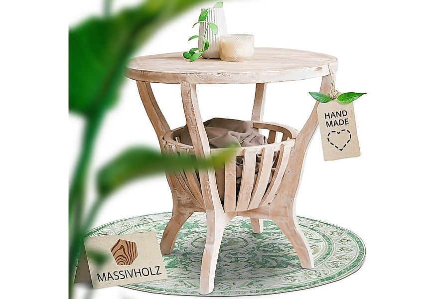 livasia Beistelltisch livasia Couchtisch rund aus Bali, Teakholz Ø 55cm / H günstig online kaufen
