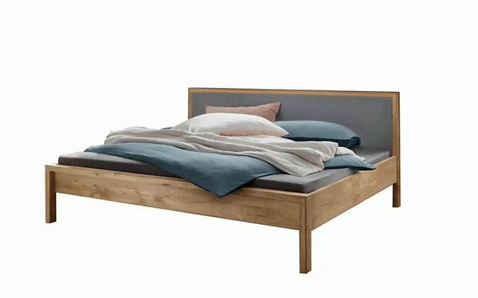 Natur24 Bett Doppelbett Bett Aalbe 180x200 Eiche Massiv Filz-Kopfteil günstig online kaufen