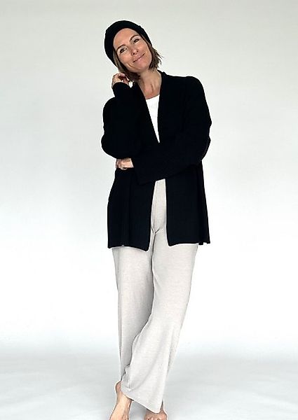 Zuckerwatte Strickjacke Rippstrickdetails, aus weicher Merino günstig online kaufen