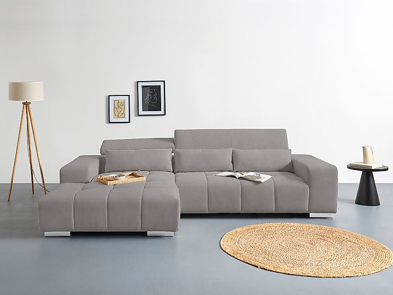 COTTA Ecksofa "Orion L-Form" mit 2x Kopfteilverstellung & 3 Nierenkissen günstig online kaufen