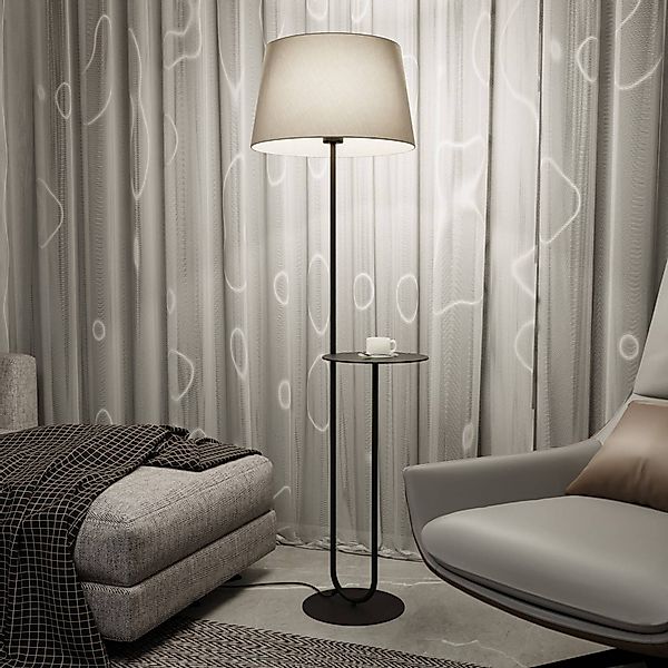 Stehlampe Hotel, beige/schwarz, Höhe 150 cm, Stoff/Metall günstig online kaufen