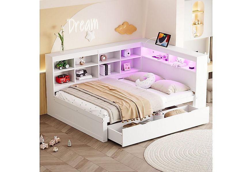 STILVORA Schlafsofa Daybett 140×200cm Jugendbett mit USB-Steckdose & LED & günstig online kaufen