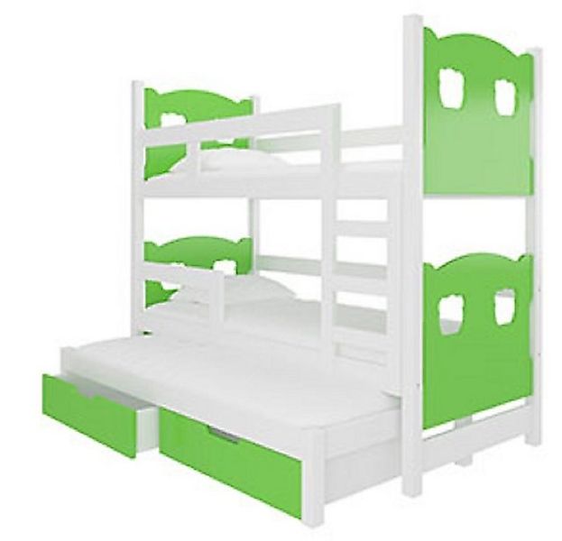 Hochbett LETICIA (Etagenbett mit 3 Schlafgelegenheiten) Farbe wählbar günstig online kaufen