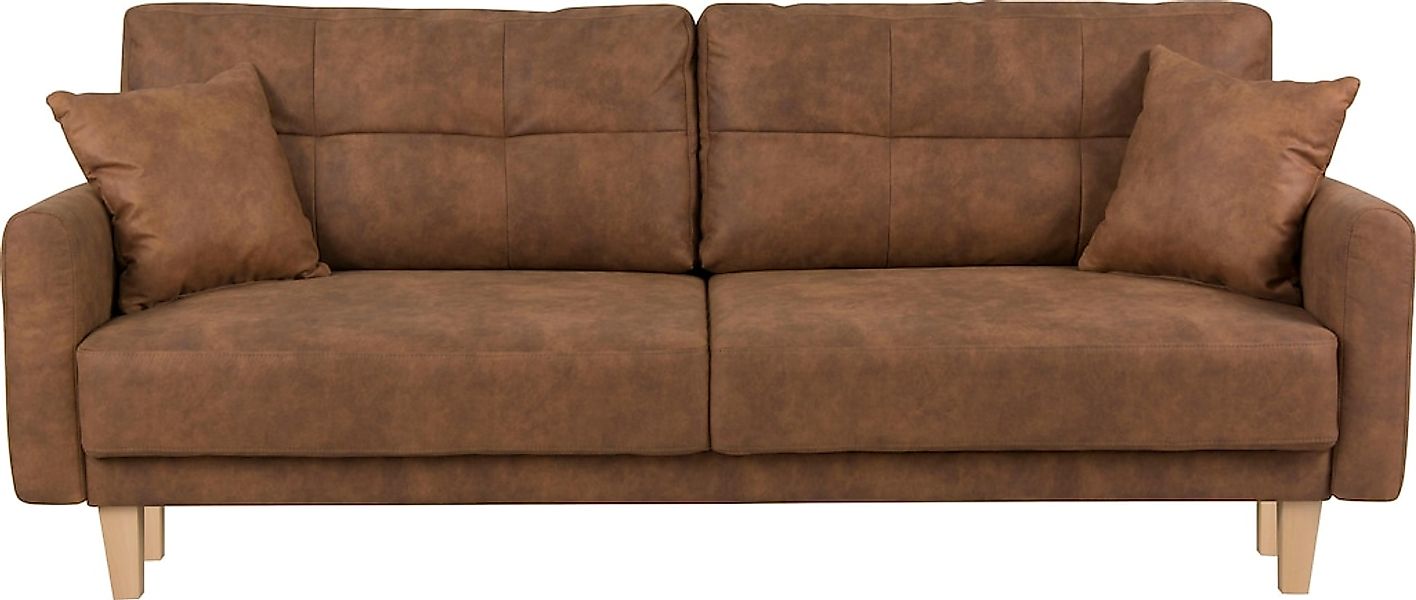 Home affaire 3-Sitzer "TRIPLO optionale Schlafsofa mit Bettkasten, Maße B/T günstig online kaufen