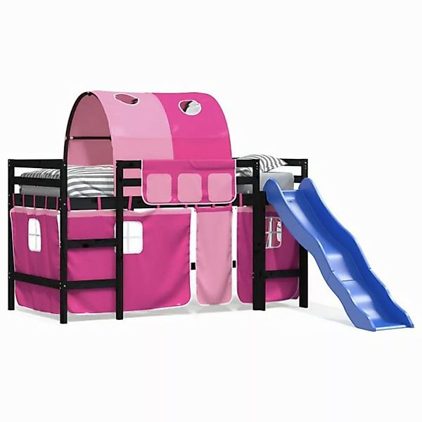 vidaXL Kinderbett Kinderhochbett mit Tunnel Rosa 90x190 cm Massivholz Kiefe günstig online kaufen