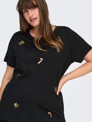 ONLY CARMAKOMA Kurzarmshirt CARXMAS HOLIDAY O-NECK günstig online kaufen