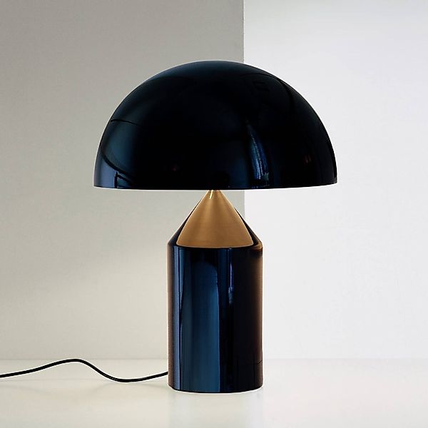 Oluce Tischleuchte Atollo, schwarz, Dimmer, Alu, Ø 50 cm günstig online kaufen