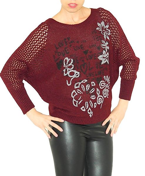 YESET Longpullover Pullover Strick Pulli Love-Blumen günstig online kaufen