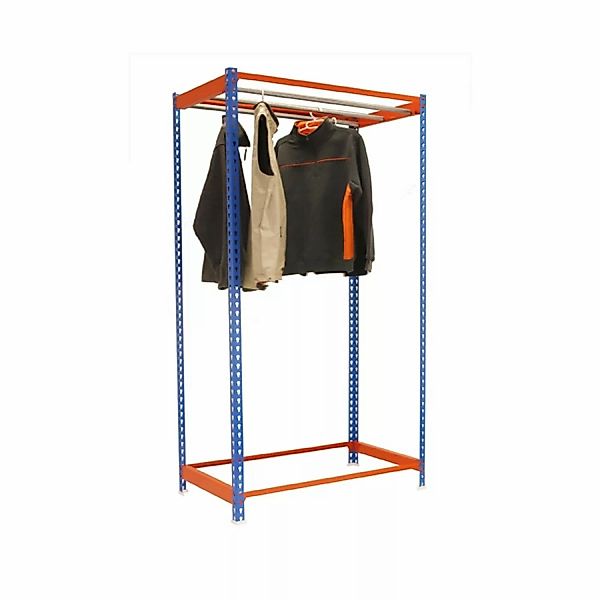 PROREGAL Kleiderstangenregal Metal Einzel HxBxT 300 x 90 x 50 cm Blau/Orang günstig online kaufen