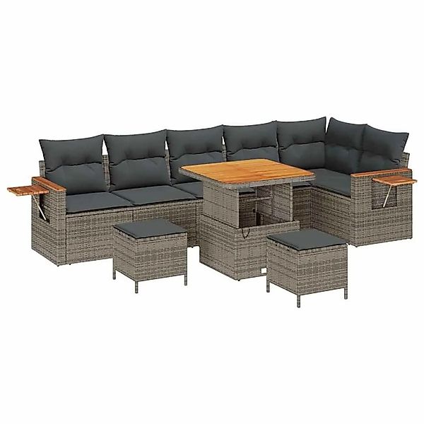 vidaXL Gartensofa-Set mit Kissen 11 Stk Grau Poly-Rattan 3365143 günstig online kaufen