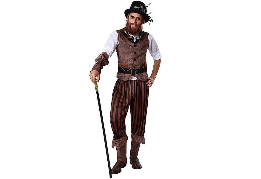 dressforfun Kostüm Herrenkostüm Steampunk Abenteurer, Lange, gestreifte Sat günstig online kaufen