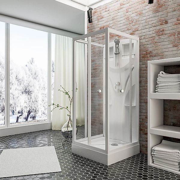 Schulte Komplettduschkabine Juist mit Schiebetür Weiß 80 x 80 x 210 cm günstig online kaufen