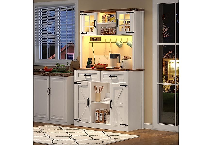 OKWISH Sideboard Buffet-Schrank (Rustikaler Barschrank mit LED-Beleuchtung, günstig online kaufen