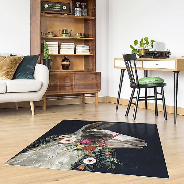 Vinyl-Teppich Lama mit Blumenschmuck I günstig online kaufen