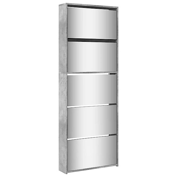 vidaXL Schuhschrank mit Spiegel 5 Fächer Betongrau 63x17x169,5 cm 3228281 günstig online kaufen