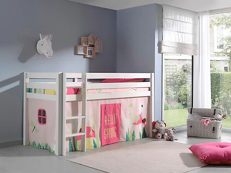 Vipack Hochbett "Pino, Spielbett massiv Kiefer, stabil gebaut, 3 Korpusfarb günstig online kaufen