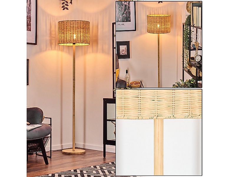 hofstein Stehlampe Stehlampe mit Holzfuß und Schirm aus Rattan, ohne Leucht günstig online kaufen