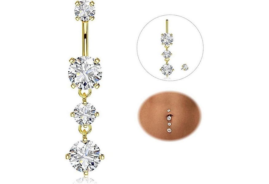 YADOCA Bauchnabelpiercing Bauchnabelpiercing Titan Silber Gold 14G CZ Ring günstig online kaufen