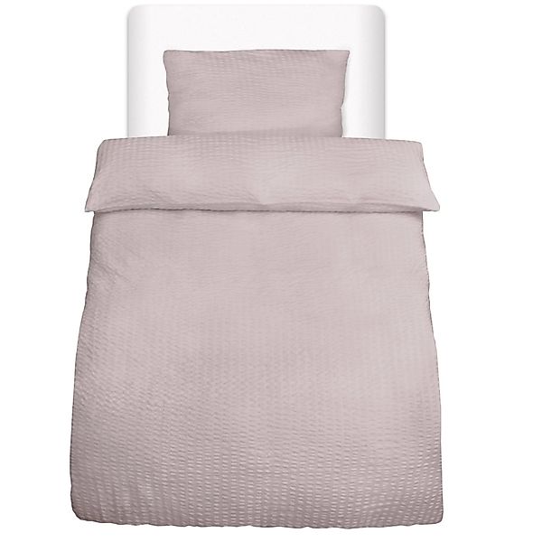 Beautissu 2tlg Seersucker Bettwäsche 155x220 cm & Kopfkissen 40x80 cm Taupe günstig online kaufen