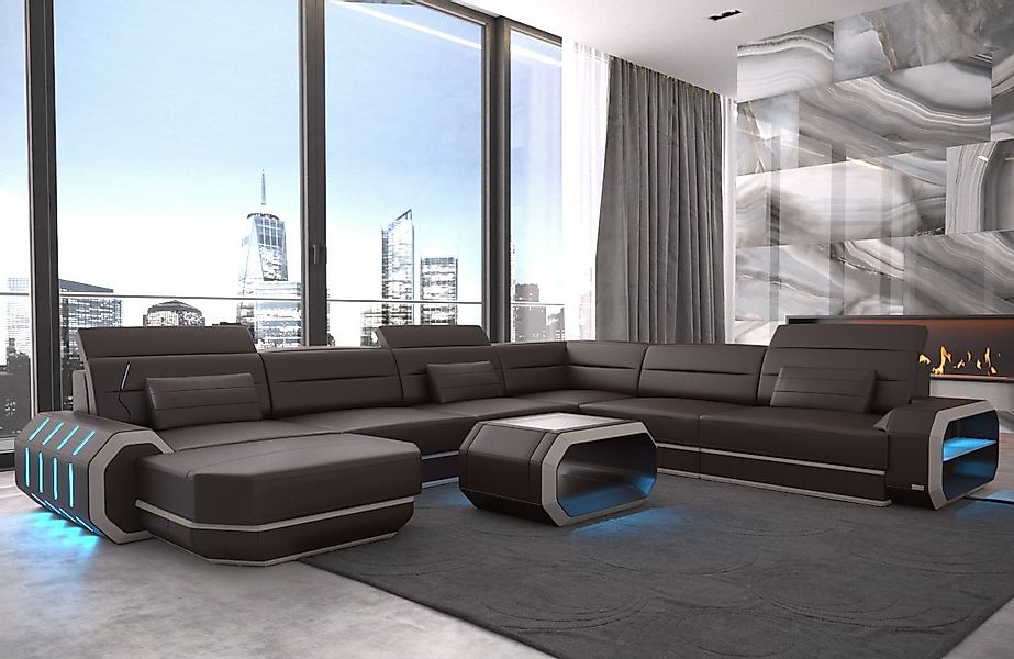 Sofa Dreams Wohnlandschaft Ledercouch Leder Sofa Roma XXL U Form Ledersofa, günstig online kaufen