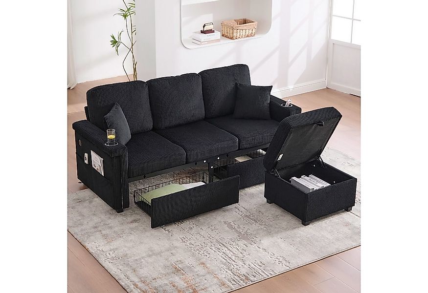 Odikalo Ecksofa mit Schlaffunktion Eckcouch Big Sofa mit Ottomane, Multifun günstig online kaufen