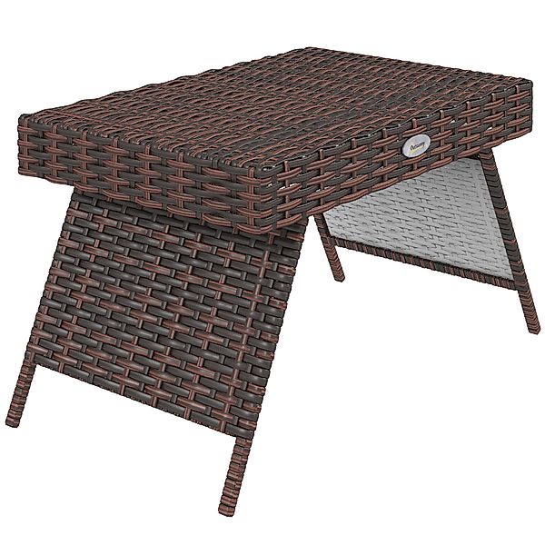 Outsunny Rattan Klapptisch Gartentisch wetterfest Braun 60x41x41cm ideal fü günstig online kaufen