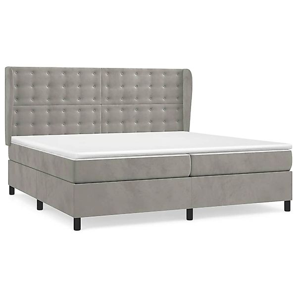 vidaXL Boxspringbett mit Matratze Hellgrau 200x200 cm Samt1376680 günstig online kaufen