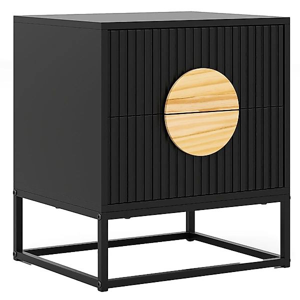 Costway Nachttisch 2 Schubladen Kiefernholz Metall 48 x 40 x 55 cm Schwarz günstig online kaufen