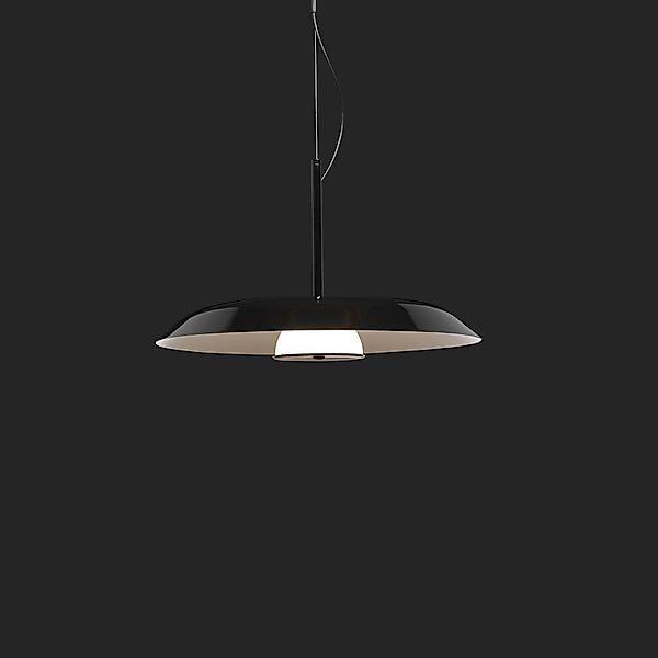 Oluce LED-Hängelampe Iride, Ø 55 cm, schwarz, Metall, Glas günstig online kaufen